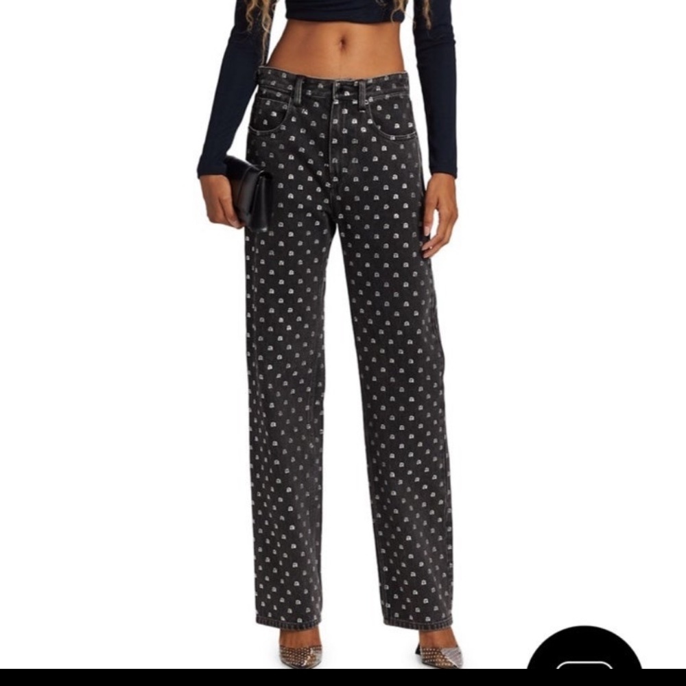 Alexander Wang crystal logo jeans